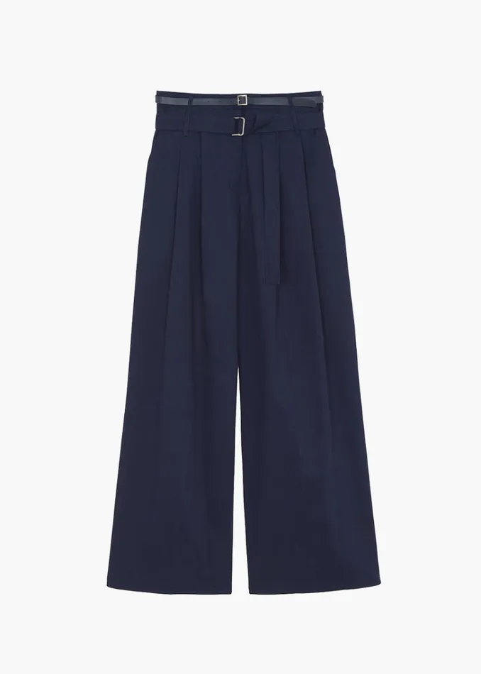 The Frankie Shop Joan Double Belted Pants 8211 Navy Shop Bottoms