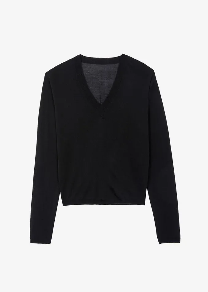 The Frankie Shop Juro VNeck Knit 8211 Black Shop Knitwear