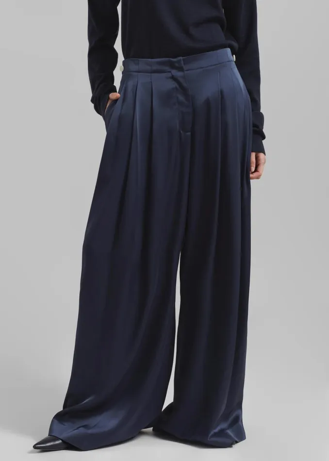 The Frankie Shop JW Anderson Crossover Strap Wide Leg Trousers 8211 Navy Shop Clothing
