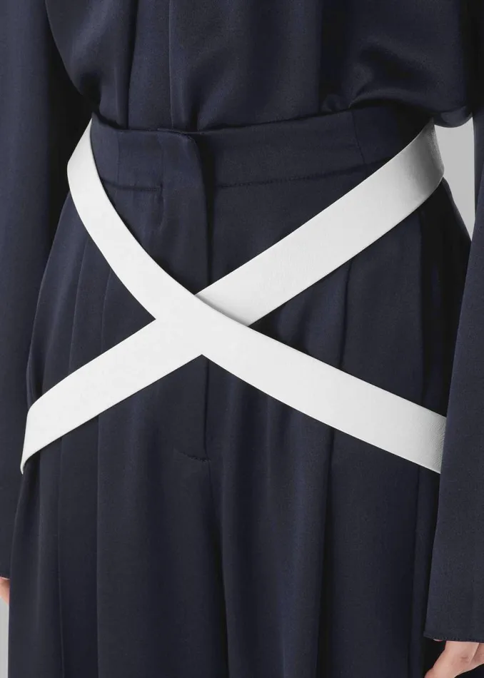 The Frankie Shop JW Anderson Crossover Strap Wide Leg Trousers 8211 Navy Shop Clothing