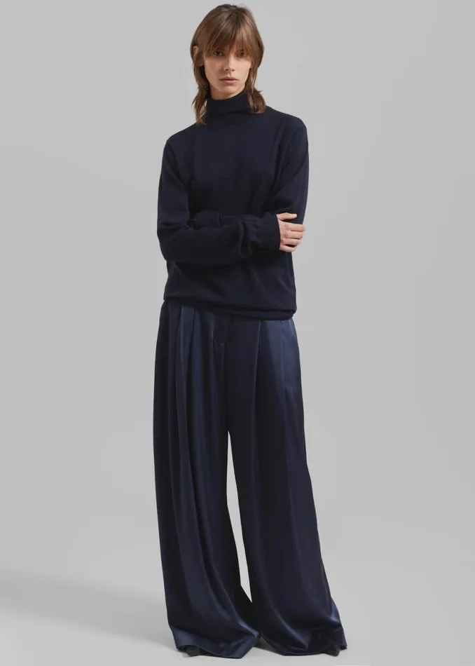 The Frankie Shop JW Anderson Crossover Strap Wide Leg Trousers 8211 Navy Shop Clothing