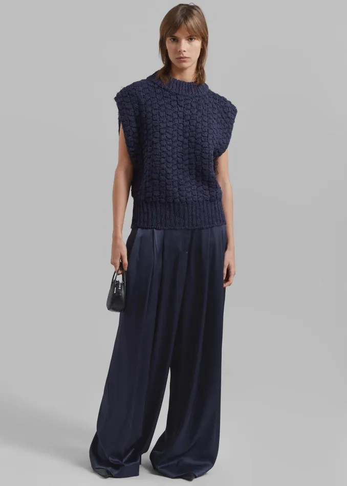 The Frankie Shop JW Anderson Crossover Strap Wide Leg Trousers 8211 Navy Shop Clothing