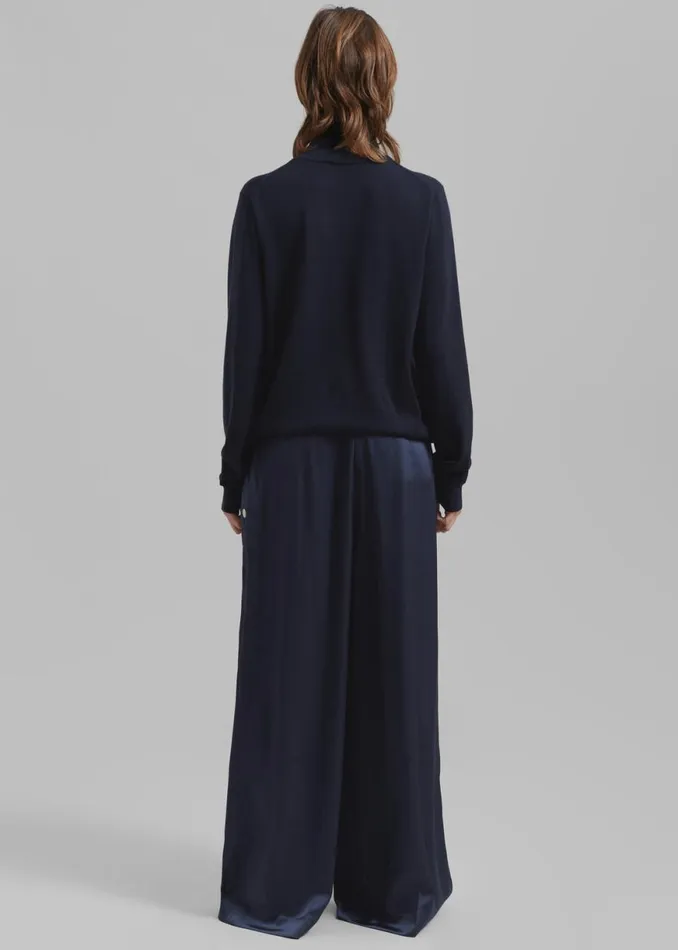 The Frankie Shop JW Anderson Crossover Strap Wide Leg Trousers 8211 Navy Shop Clothing