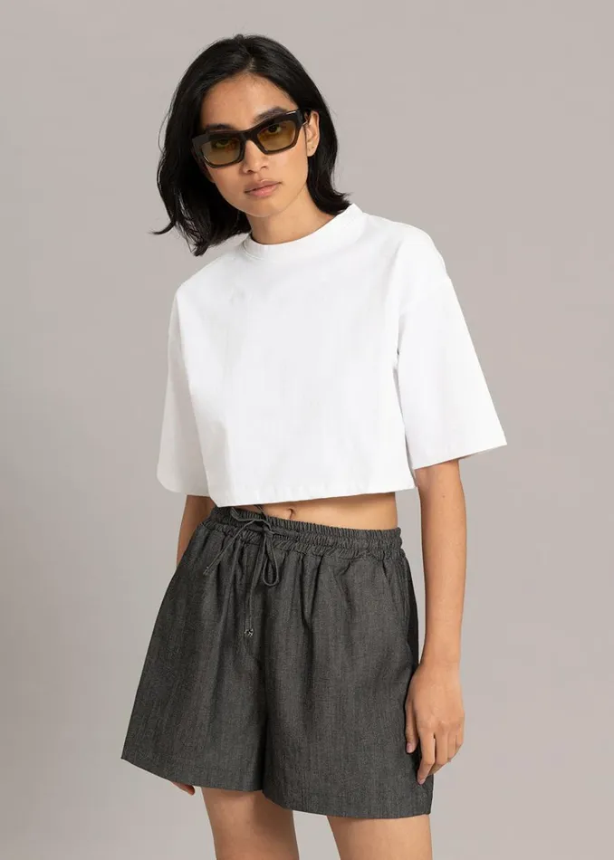 The Frankie Shop Karina Cropped TShirt 8211 White Shop Tops