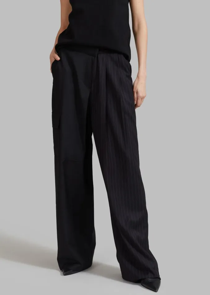 The Frankie Shop Karsyn Contrast Pinstripe Pants 8211 Black Shop Bottoms