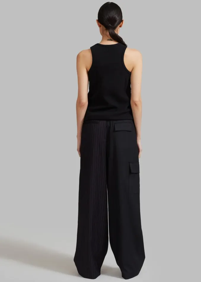 The Frankie Shop Karsyn Contrast Pinstripe Pants 8211 Black Shop Bottoms