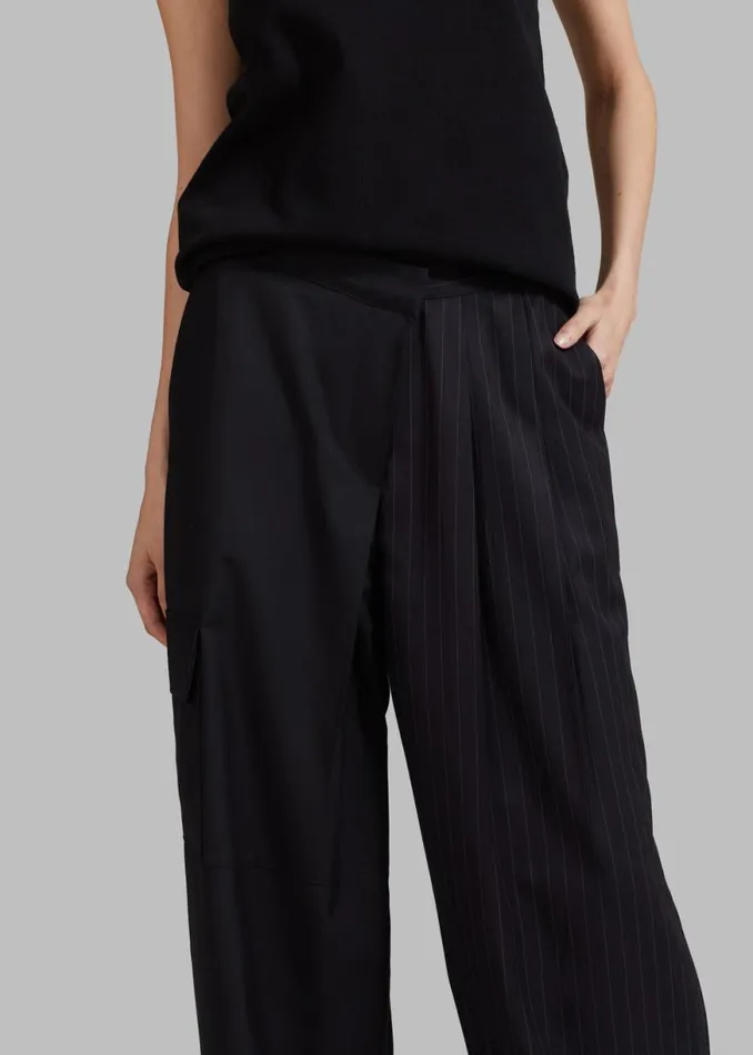 The Frankie Shop Karsyn Contrast Pinstripe Pants 8211 Black Shop Bottoms