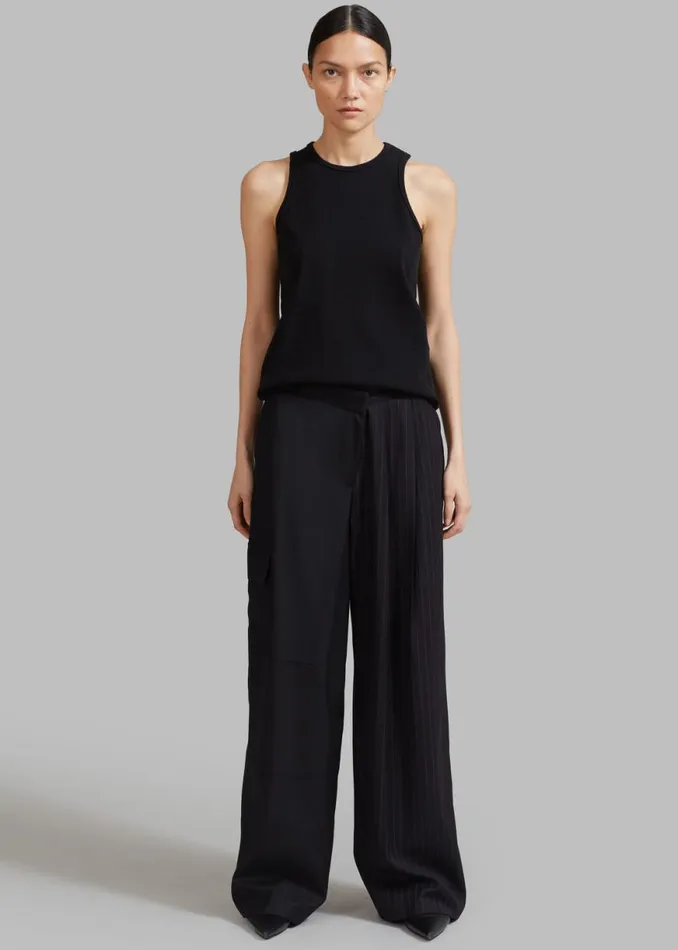 The Frankie Shop Karsyn Contrast Pinstripe Pants 8211 Black Shop Bottoms