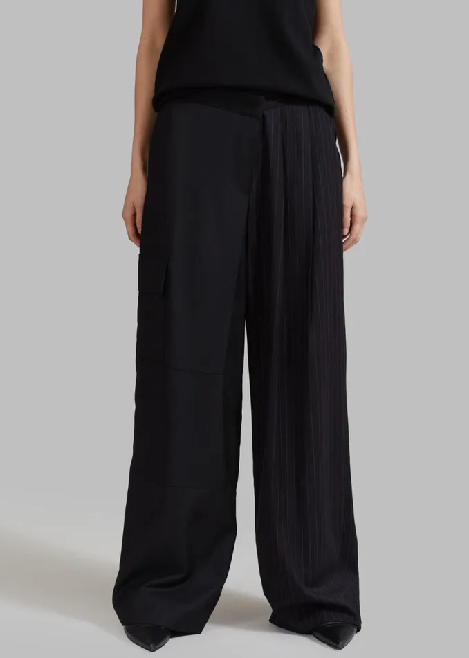 The Frankie Shop Karsyn Contrast Pinstripe Pants 8211 Black Shop Bottoms