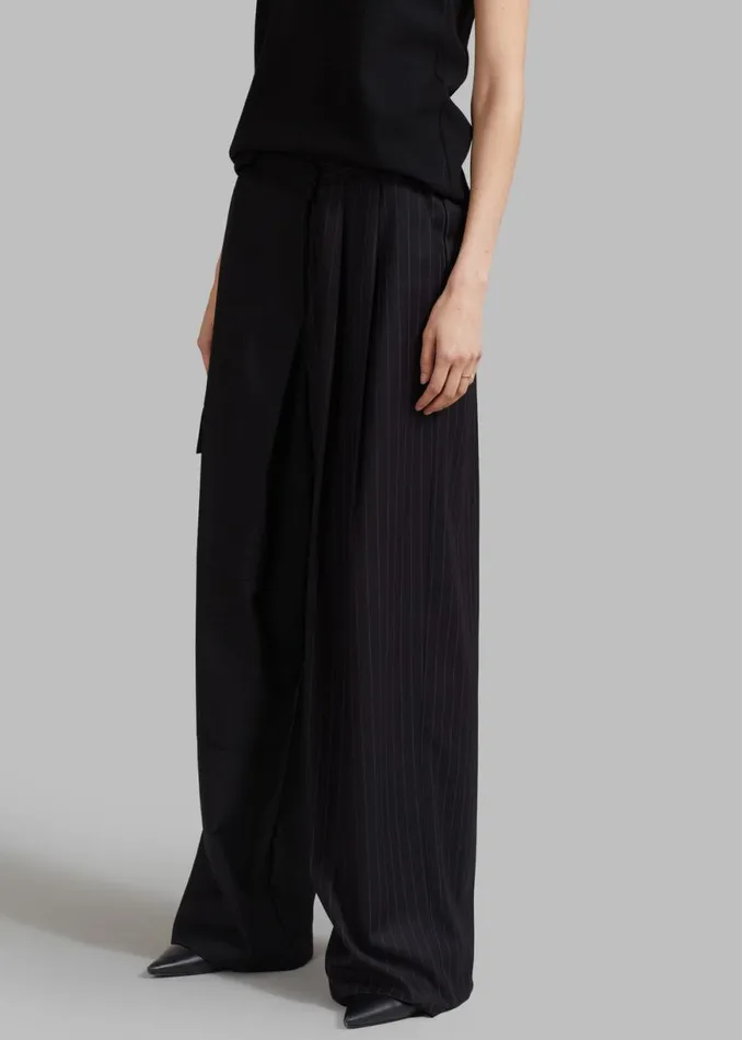 The Frankie Shop Karsyn Contrast Pinstripe Pants 8211 Black Shop Bottoms