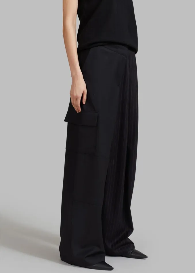 The Frankie Shop Karsyn Contrast Pinstripe Pants 8211 Black Shop Bottoms