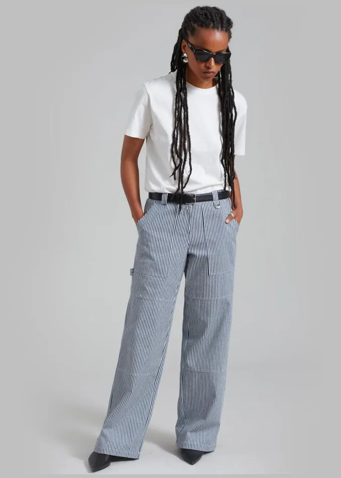 The Frankie Shop Kendall Pants 8211 Blue Stripe Shop Bottoms