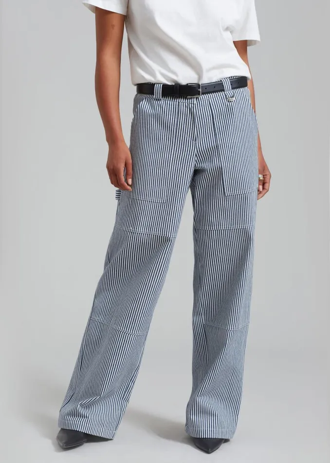 The Frankie Shop Kendall Pants 8211 Blue Stripe Shop Bottoms