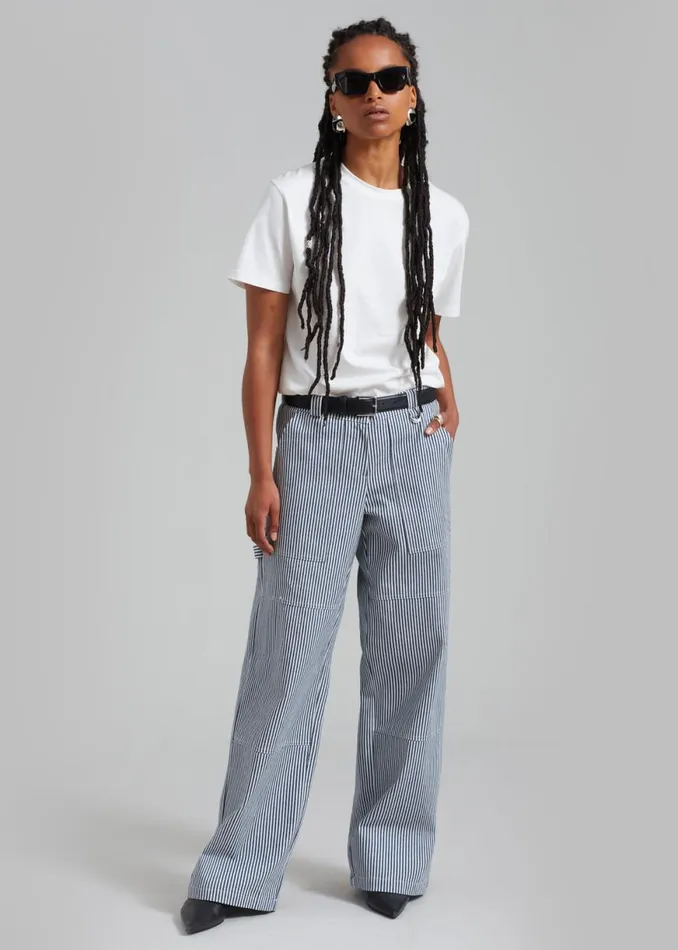 The Frankie Shop Kendall Pants 8211 Blue Stripe Shop Bottoms