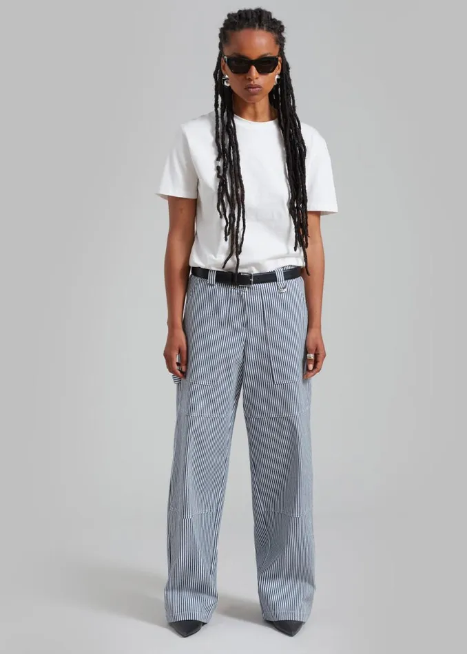 The Frankie Shop Kendall Pants 8211 Blue Stripe Shop Bottoms