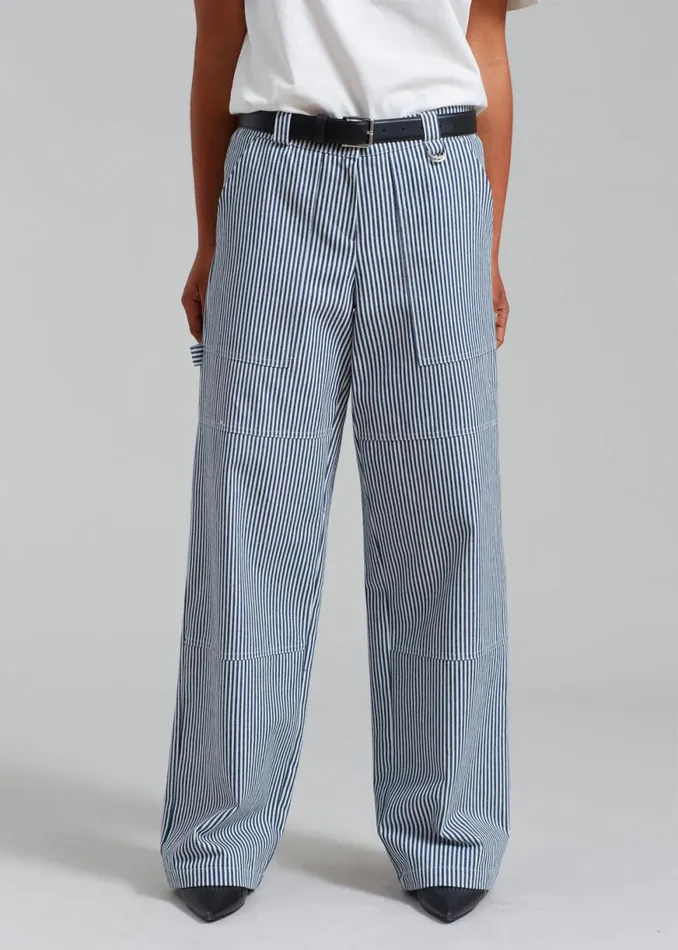 The Frankie Shop Kendall Pants 8211 Blue Stripe Shop Bottoms
