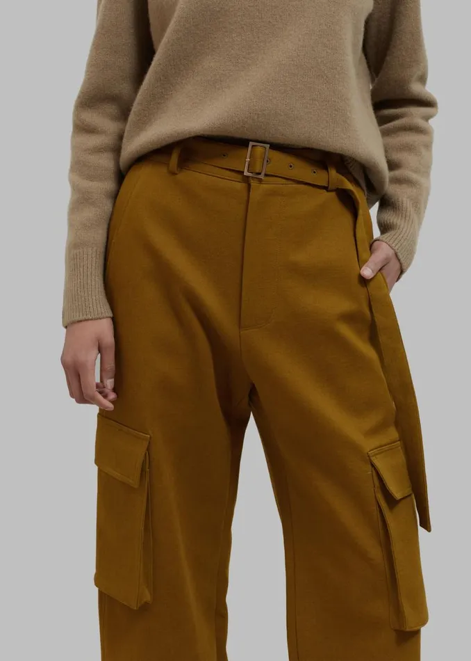 The Frankie Shop Lin Cargo Pants 8211 Dark Mustard Shop Bottoms