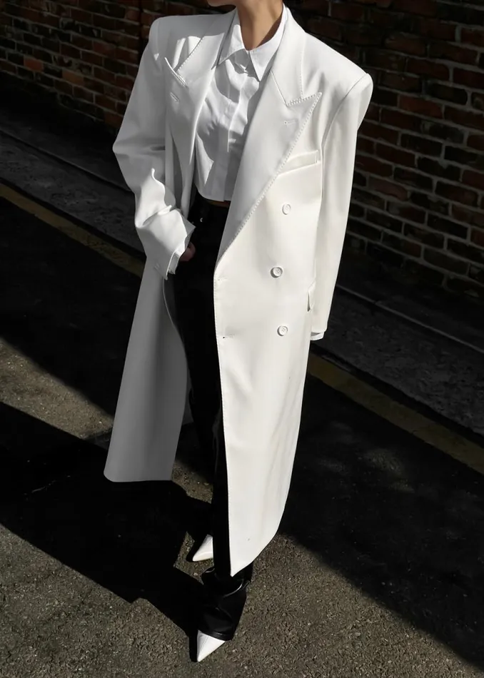 The Frankie Shop London Double Breasted Coat 8211 White Shop Outerwear