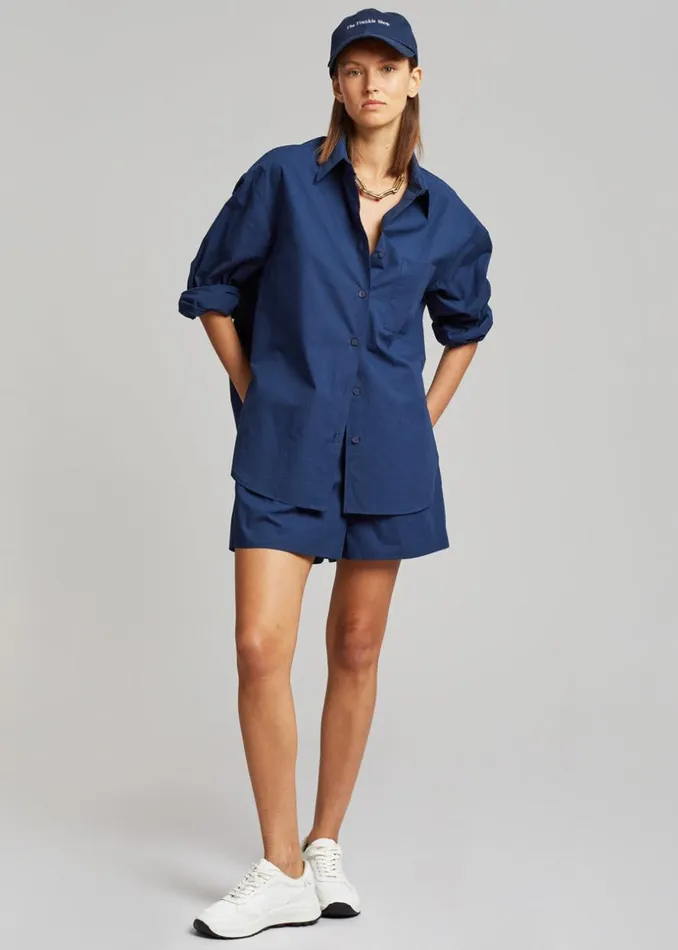 The Frankie Shop Lui Organic Cotton Shirt 8211 Navy Shop Tops