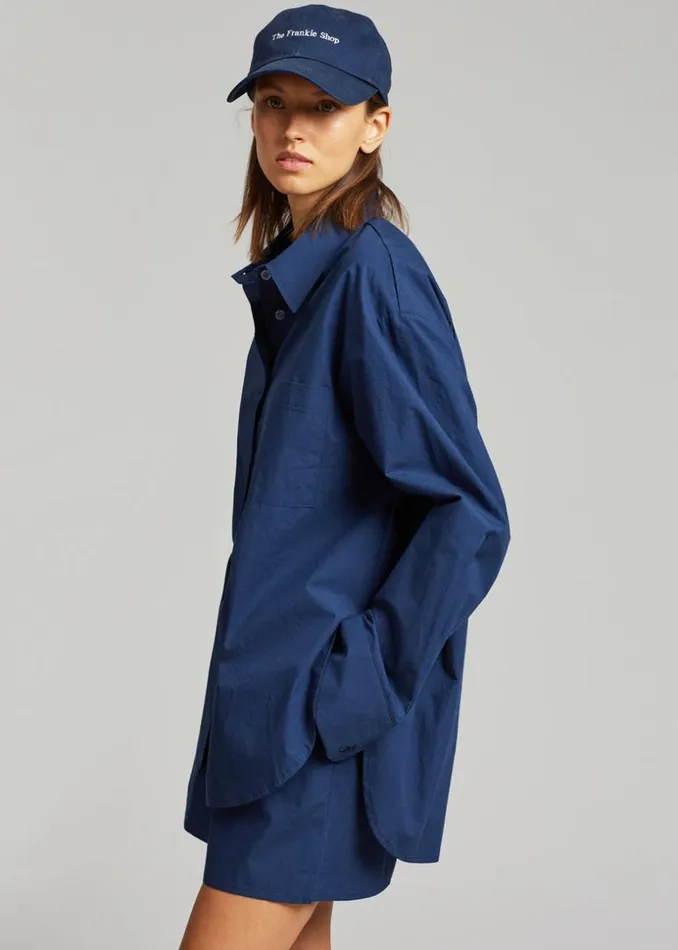 The Frankie Shop Lui Organic Cotton Shirt 8211 Navy Shop Tops
