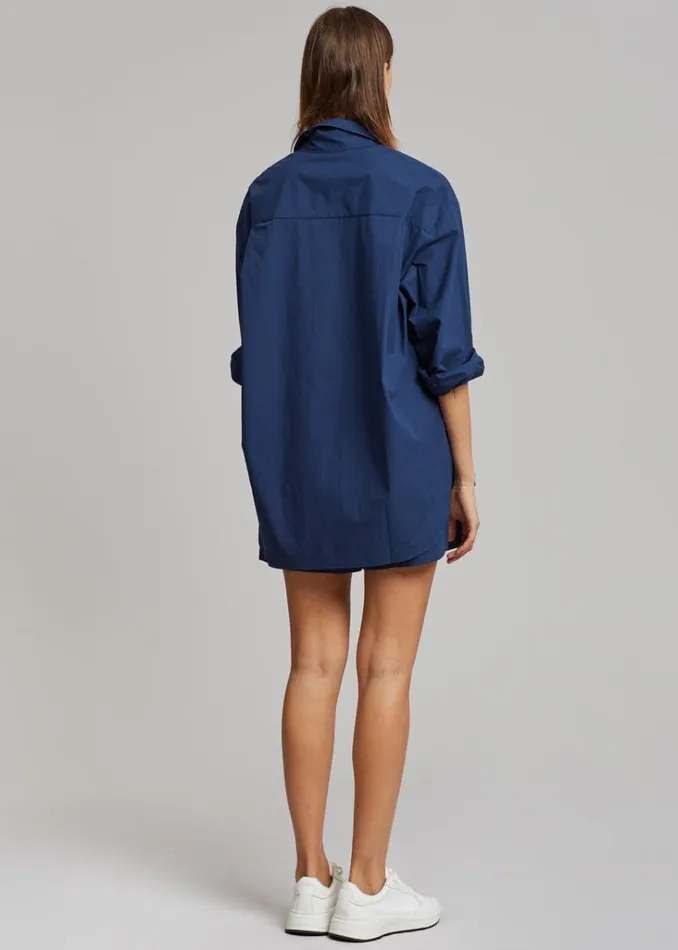 The Frankie Shop Lui Organic Cotton Shirt 8211 Navy Shop Tops