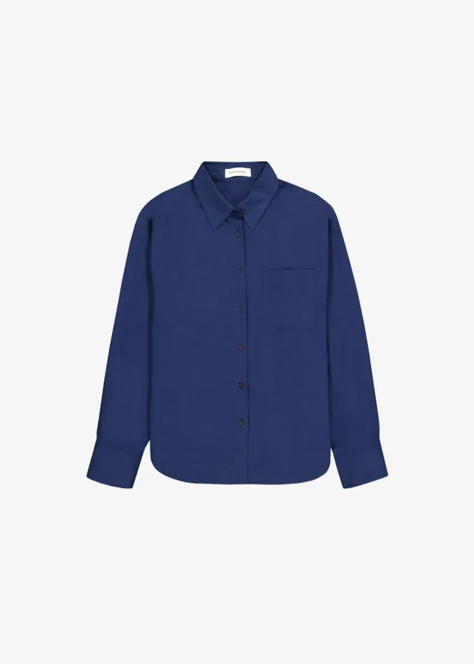 The Frankie Shop Lui Organic Cotton Shirt 8211 Navy Shop Tops