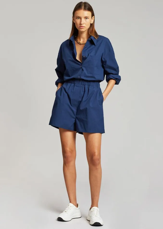 The Frankie Shop Lui Organic Cotton Shirt 8211 Navy Shop Tops