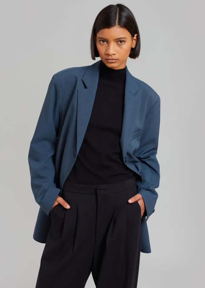 The Frankie Shop Marquesa Blazer 8211 Slate Grey Shop Outerwear