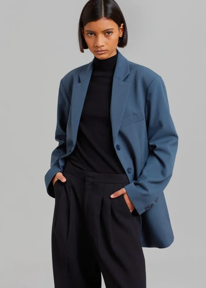 The Frankie Shop Marquesa Blazer 8211 Slate Grey Shop Outerwear