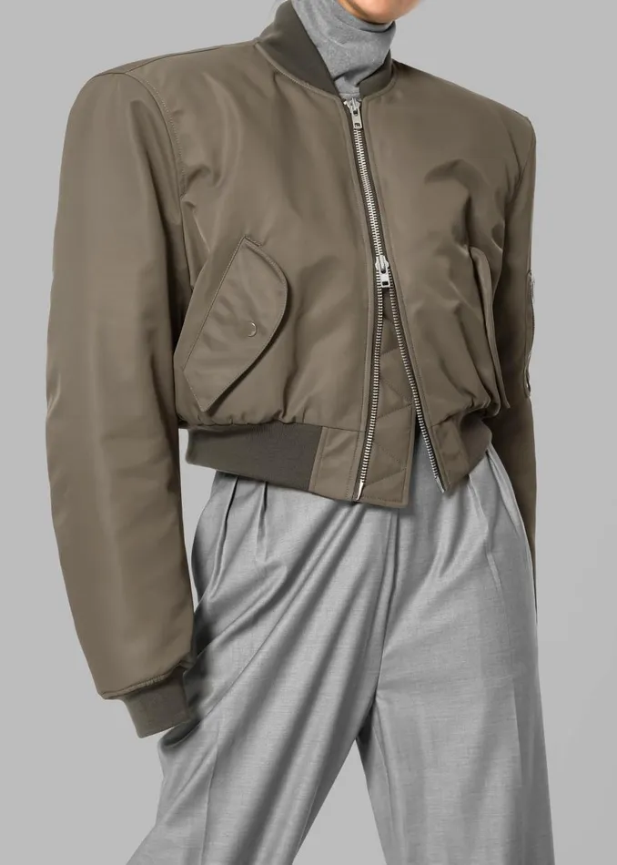 The Frankie Shop Mati Cropped Padded Bomber 8211 Olive Shop Outerwear