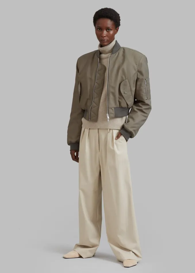 The Frankie Shop Mati Cropped Padded Bomber 8211 Olive Shop Outerwear