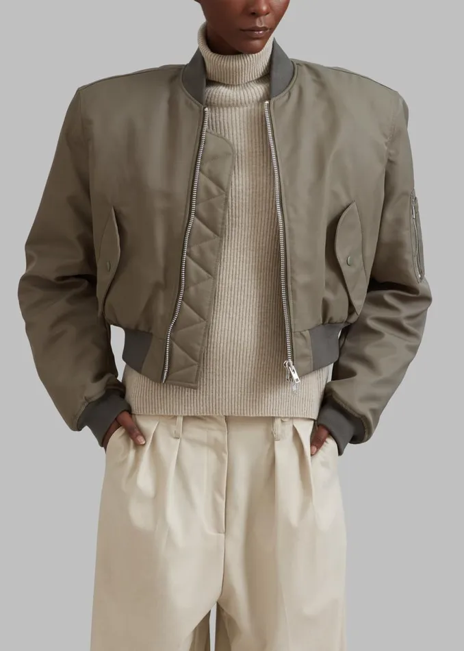 The Frankie Shop Mati Cropped Padded Bomber 8211 Olive Shop Outerwear