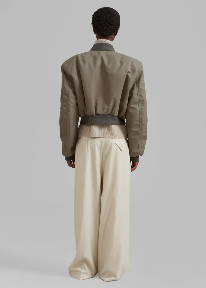 The Frankie Shop Mati Cropped Padded Bomber 8211 Olive Shop Outerwear