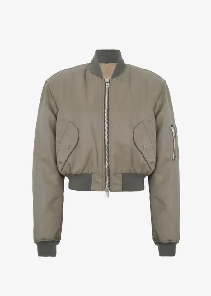 The Frankie Shop Mati Cropped Padded Bomber 8211 Olive Shop Outerwear