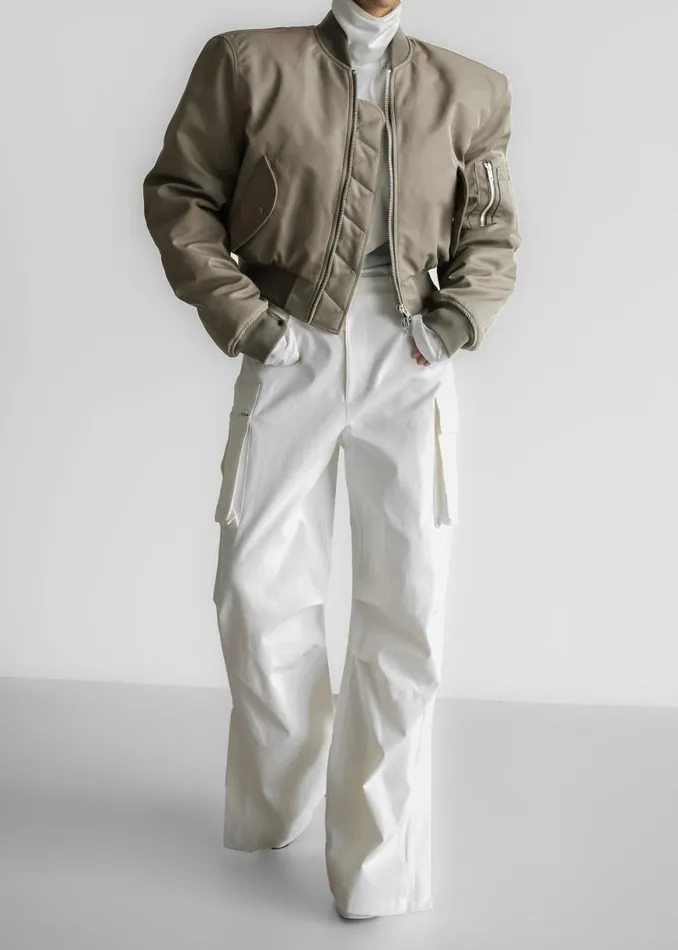The Frankie Shop Mati Cropped Padded Bomber 8211 Olive Shop Outerwear