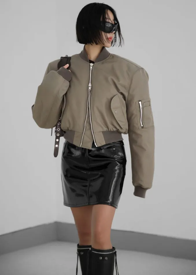 The Frankie Shop Mati Cropped Padded Bomber 8211 Olive Shop Outerwear