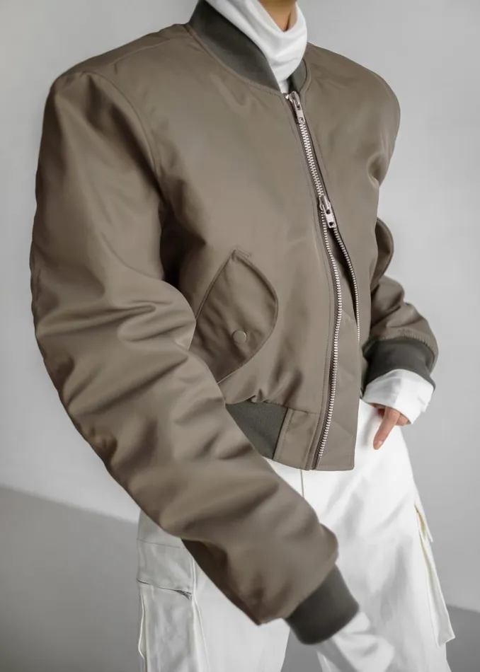 The Frankie Shop Mati Cropped Padded Bomber 8211 Olive Shop Outerwear