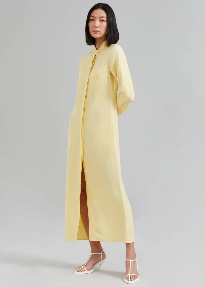 The Frankie Shop MATIN Collarless Shirt Dress 8211 Butter Shop Dresses