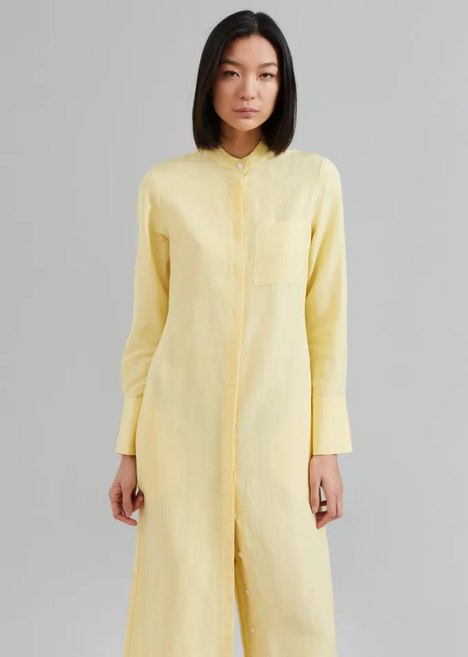The Frankie Shop MATIN Collarless Shirt Dress 8211 Butter Shop Dresses