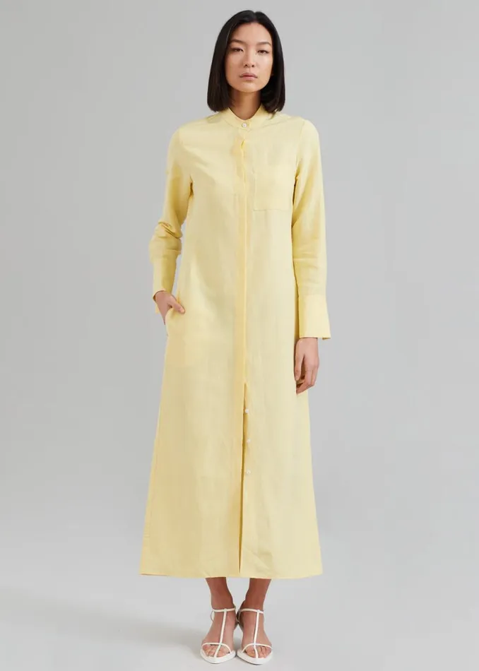 The Frankie Shop MATIN Collarless Shirt Dress 8211 Butter Shop Dresses