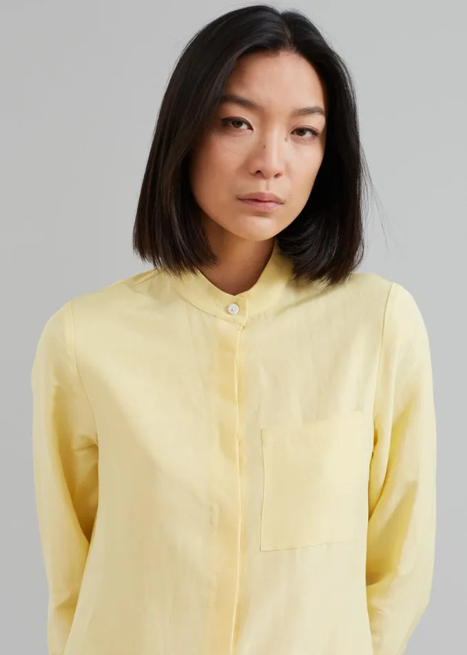 The Frankie Shop MATIN Collarless Shirt Dress 8211 Butter Shop Dresses