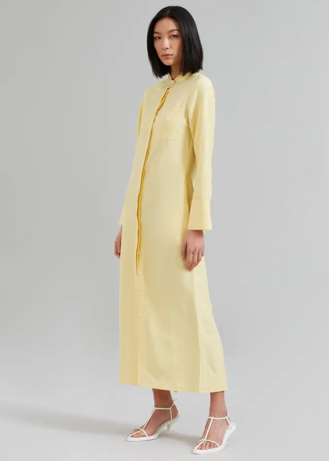 The Frankie Shop MATIN Collarless Shirt Dress 8211 Butter Shop Dresses