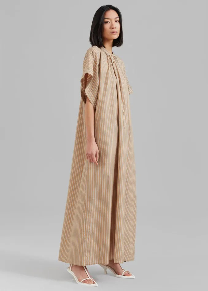 The Frankie Shop Matteau Button Front Djellaba Dress 8211 Sand Stripe Shop Dresses