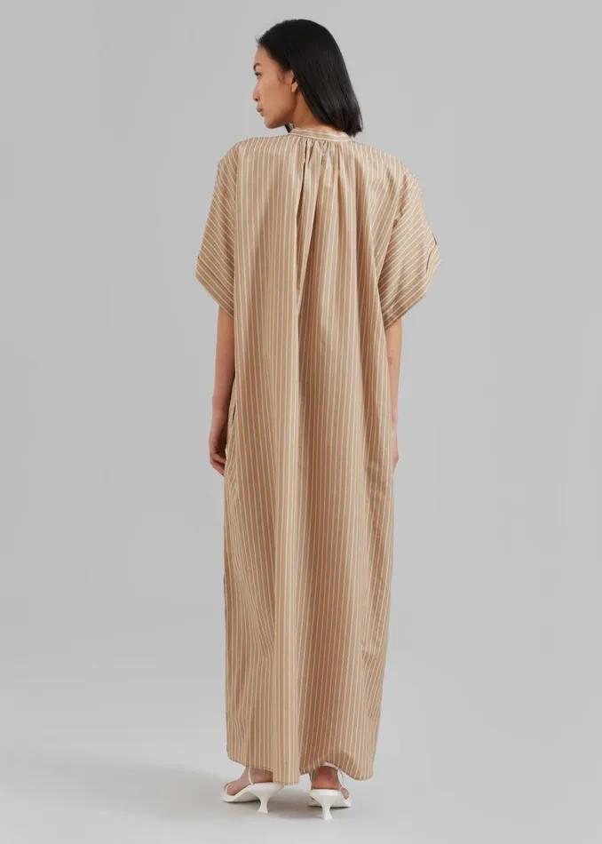 The Frankie Shop Matteau Button Front Djellaba Dress 8211 Sand Stripe Shop Dresses