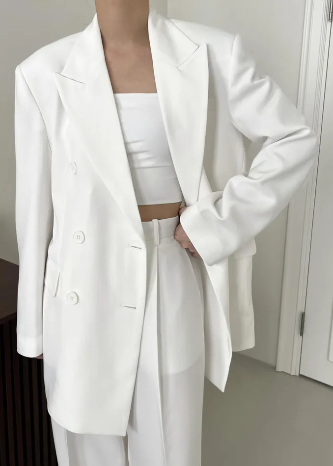 The Frankie Shop Nessi Double Breasted Blazer 8211 White Shop Suits