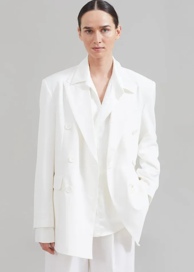 The Frankie Shop Nessi Double Breasted Blazer 8211 White Shop Suits