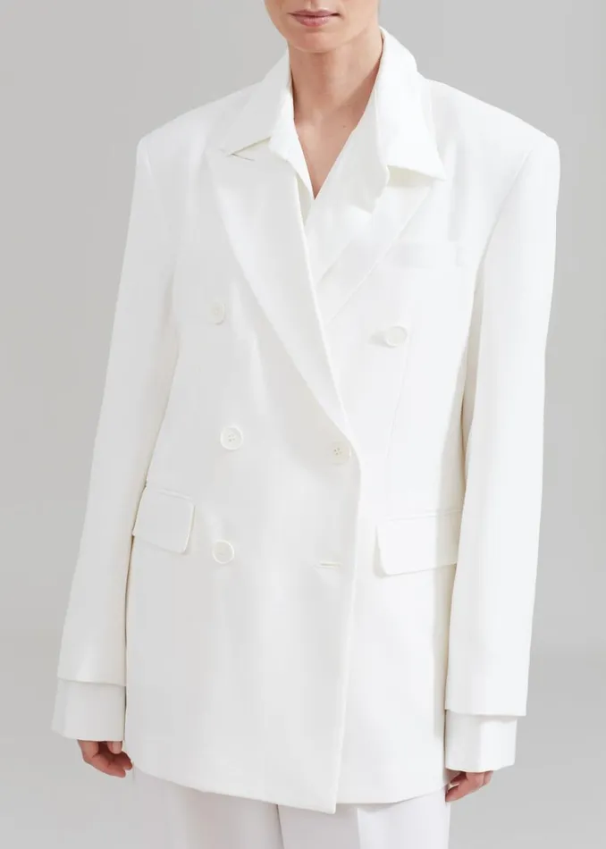 The Frankie Shop Nessi Double Breasted Blazer 8211 White Shop Suits