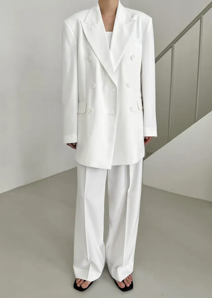 The Frankie Shop Nessi Double Breasted Blazer 8211 White Shop Suits