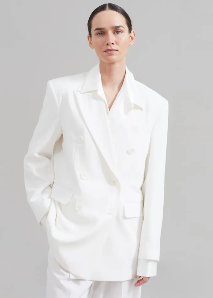 The Frankie Shop Nessi Double Breasted Blazer 8211 White Shop Suits