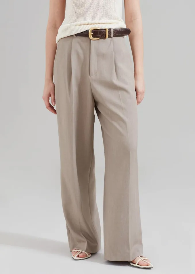 The Frankie Shop Nessi Pintuck Trousers 8211 Taupe Shop Suits